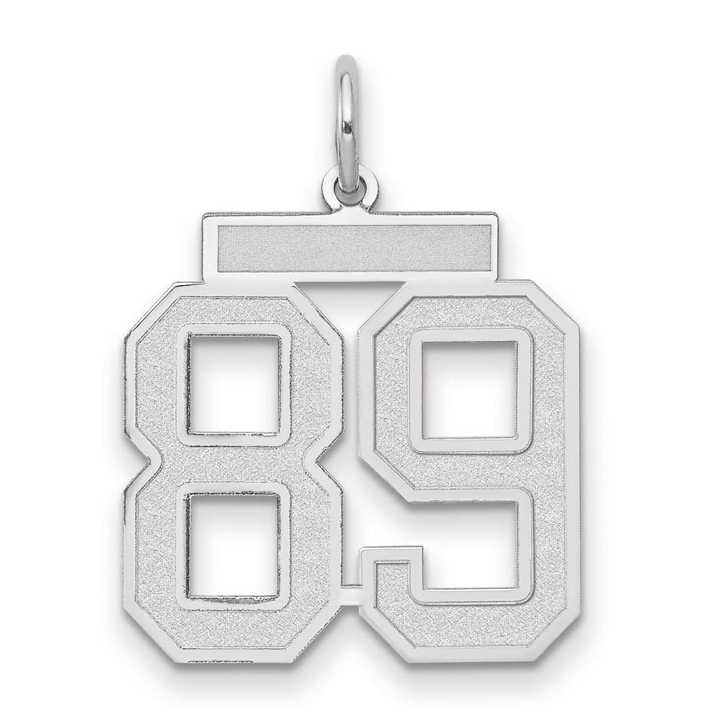 14k White Gold, Jersey Collection, Medium Number 89 Pendant, Item P10403-89 by The Black Bow Jewelry Co.
