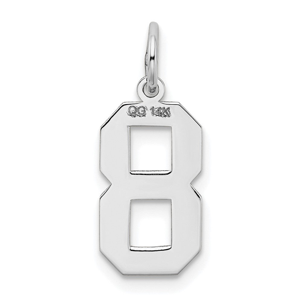Alternate view of the 14k White Gold, Jersey Collection, Medium Number 8 Pendant by The Black Bow Jewelry Co.