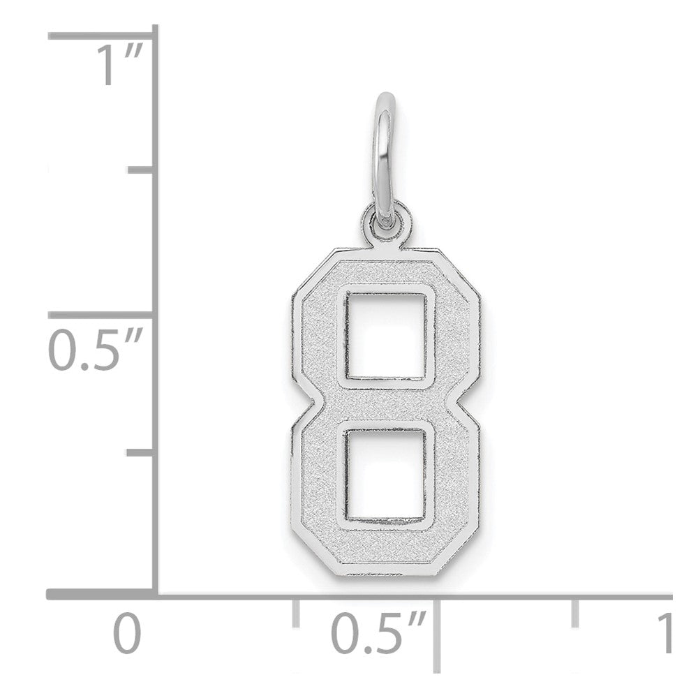 Alternate view of the 14k White Gold, Jersey Collection, Medium Number 8 Pendant by The Black Bow Jewelry Co.