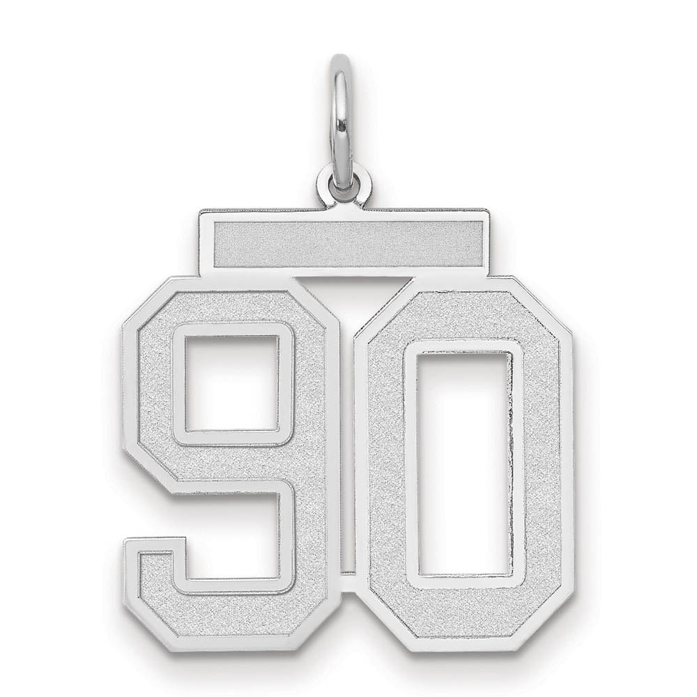 14k White Gold, Jersey Collection, Medium Number 90 Pendant, Item P10403-90 by The Black Bow Jewelry Co.