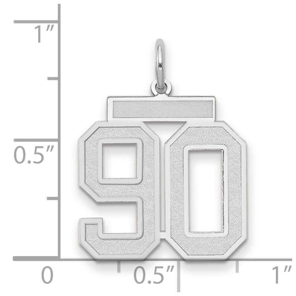 Alternate view of the 14k White Gold, Jersey Collection, Medium Number 90 Pendant by The Black Bow Jewelry Co.