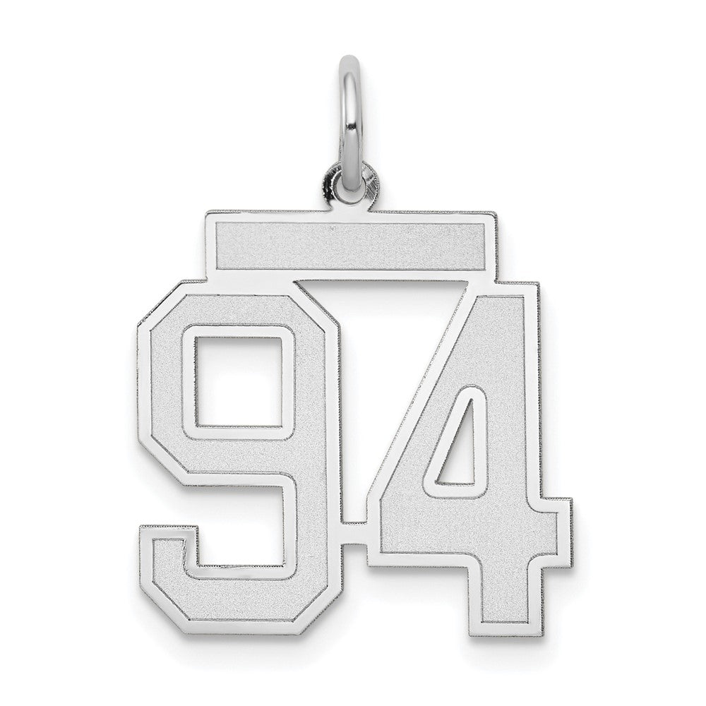 14k White Gold, Jersey Collection, Medium Number 94 Pendant, Item P10403-94 by The Black Bow Jewelry Co.