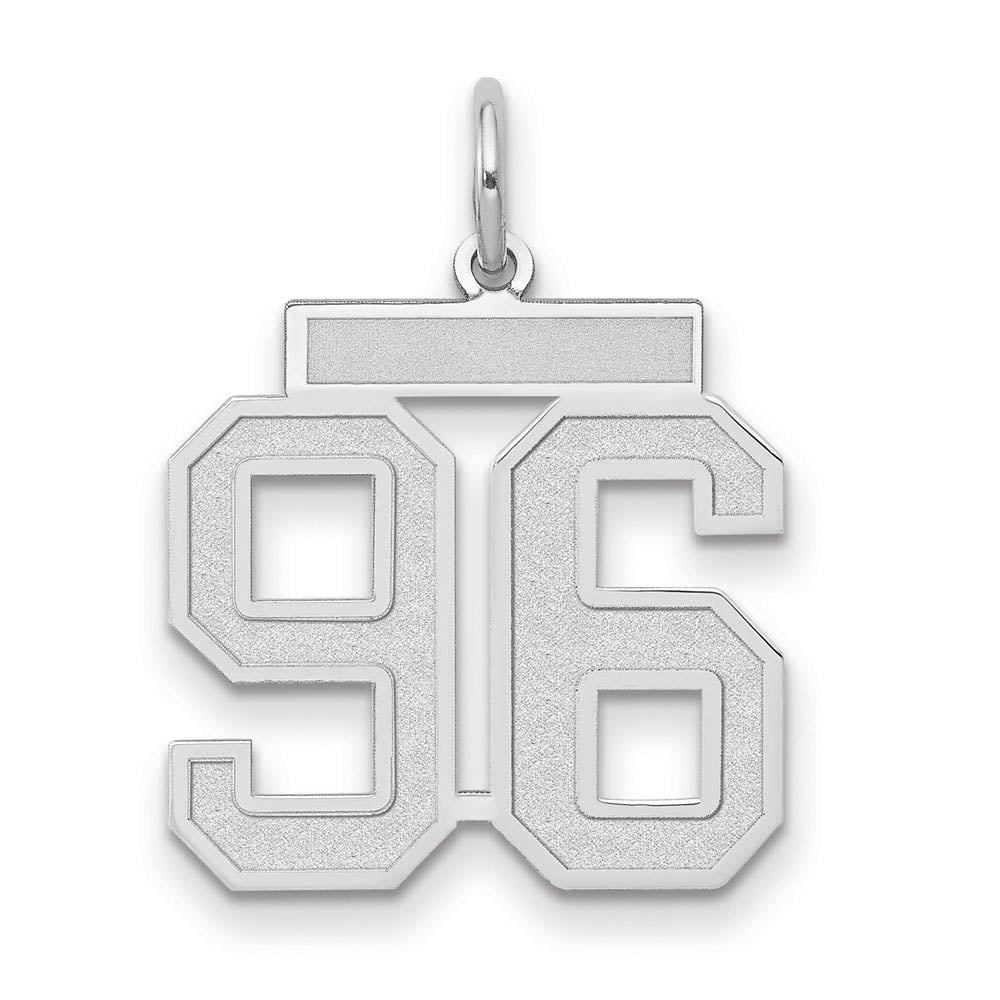14k White Gold, Jersey Collection, Medium Number 96 Pendant, Item P10403-96 by The Black Bow Jewelry Co.