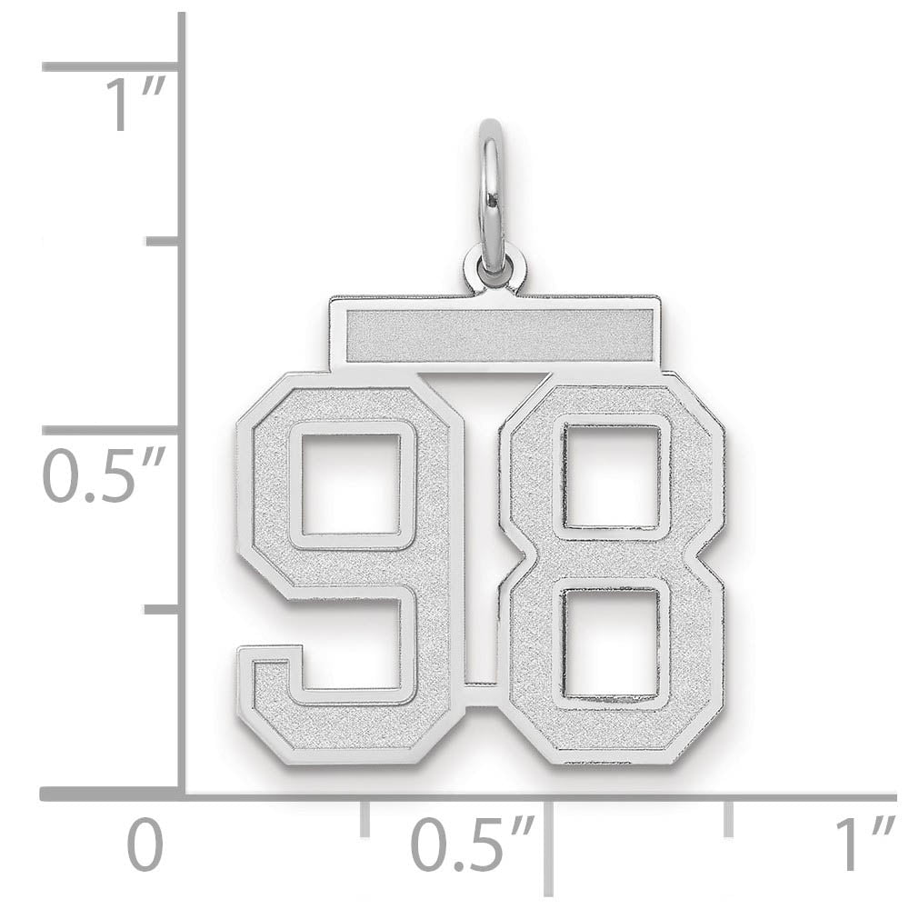 Alternate view of the 14k White Gold, Jersey Collection, Medium Number 98 Pendant by The Black Bow Jewelry Co.