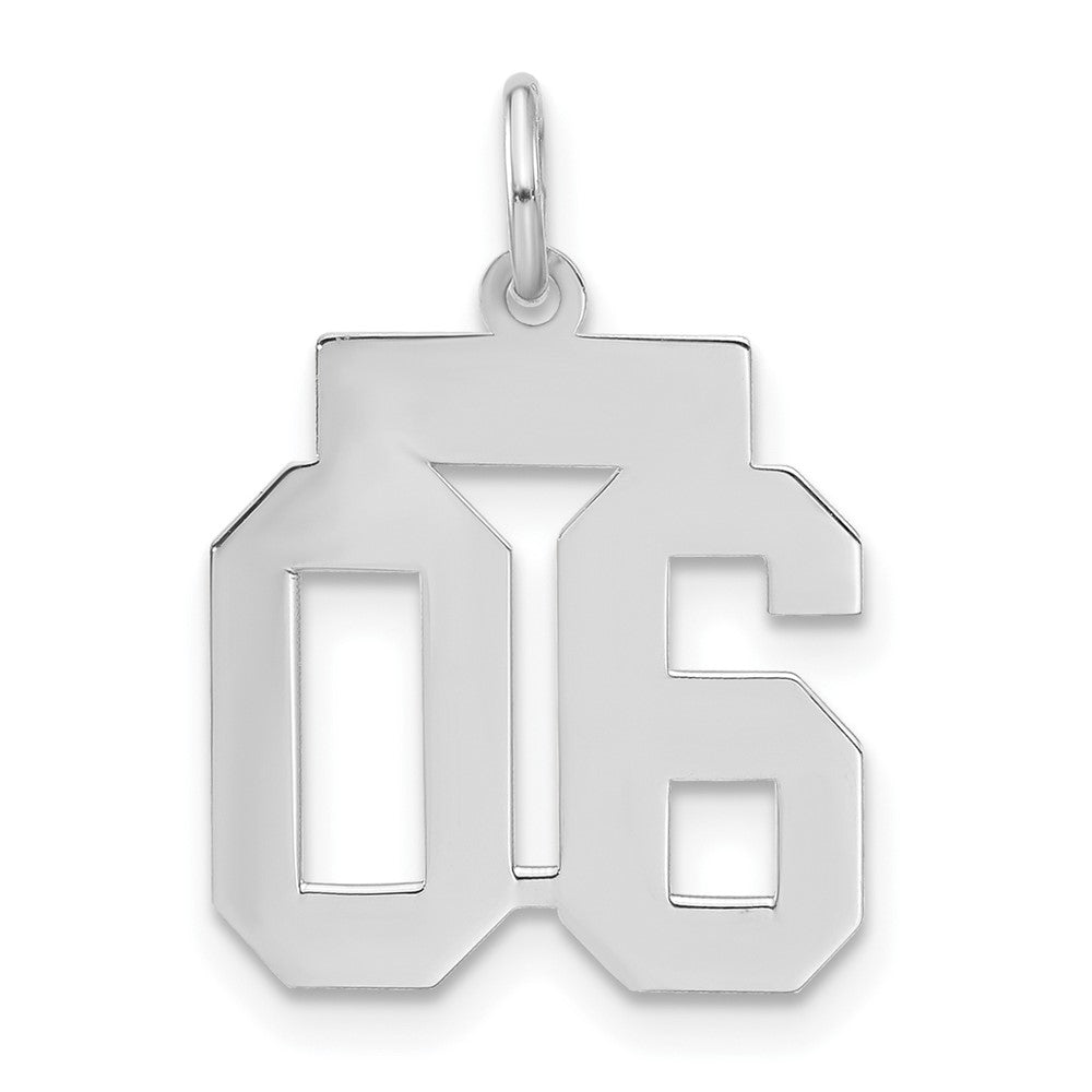 Sterling Silver, Athletic Collection, Small Polished Number 06 Pendant, Item P10407-06 by The Black Bow Jewelry Co.
