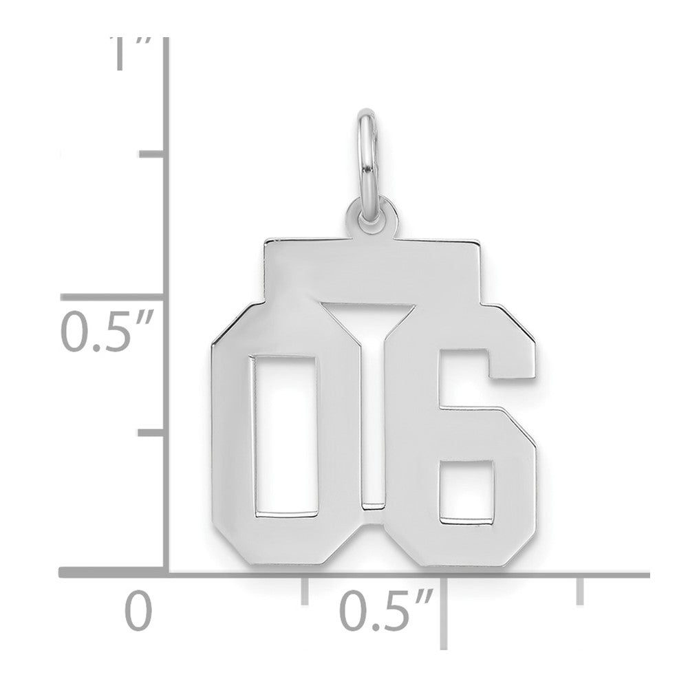 Alternate view of the Sterling Silver, Athletic Collection, Small Polished Number 06 Pendant by The Black Bow Jewelry Co.