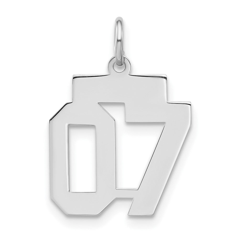 Sterling Silver, Athletic Collection, Small Polished Number 07 Pendant, Item P10407-07 by The Black Bow Jewelry Co.