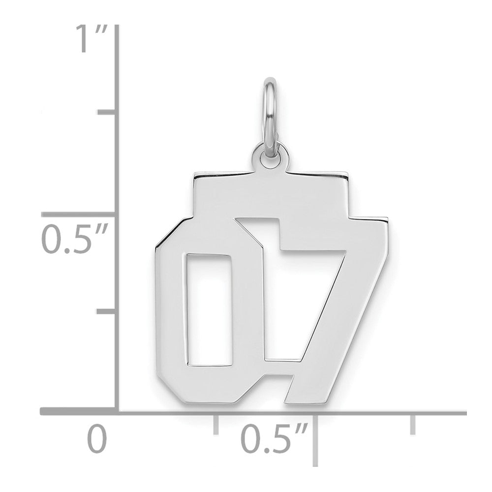 Alternate view of the Sterling Silver, Athletic Collection, Small Polished Number 07 Pendant by The Black Bow Jewelry Co.