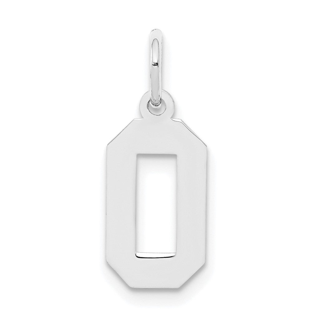 Sterling Silver, Athletic Collection, Small Polished Number 0 Pendant, Item P10407-0 by The Black Bow Jewelry Co.