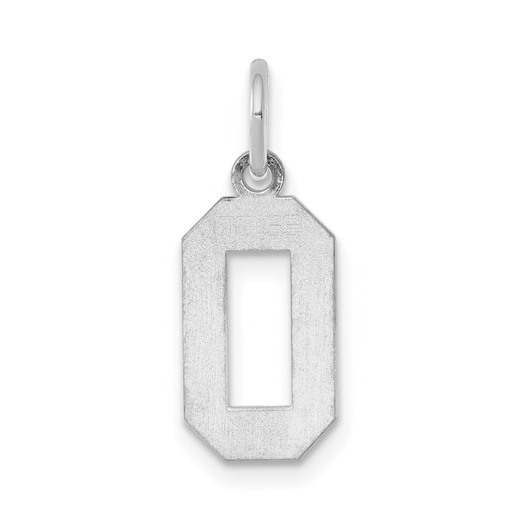 Alternate view of the Sterling Silver, Athletic Collection, Small Polished Number 0 Pendant by The Black Bow Jewelry Co.