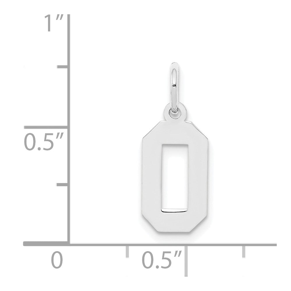 Alternate view of the Sterling Silver, Athletic Collection, Small Polished Number 0 Pendant by The Black Bow Jewelry Co.