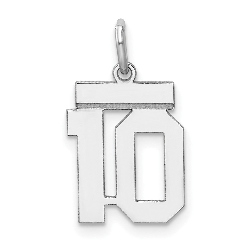 Sterling Silver, Athletic Collection, Small Polished Number 10 Pendant, Item P10407-10 by The Black Bow Jewelry Co.