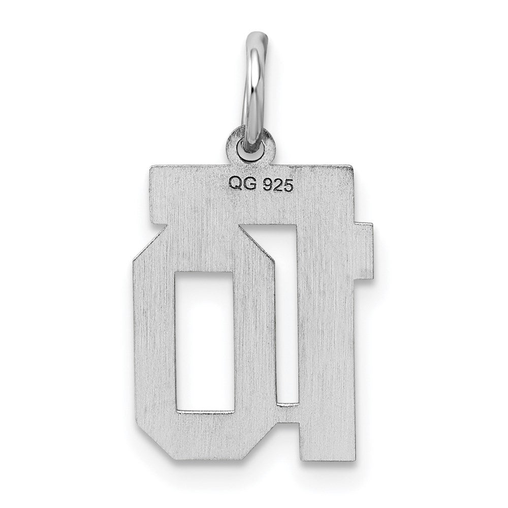 Alternate view of the Sterling Silver, Athletic Collection, Small Polished Number 10 Pendant by The Black Bow Jewelry Co.