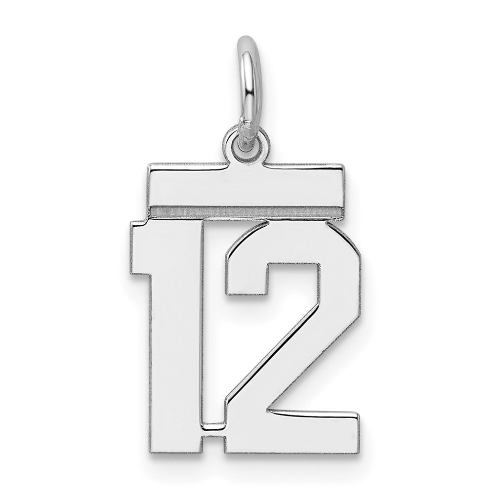 Sterling Silver, Athletic Collection, Small Polished Number 12 Pendant, Item P10407-12 by The Black Bow Jewelry Co.