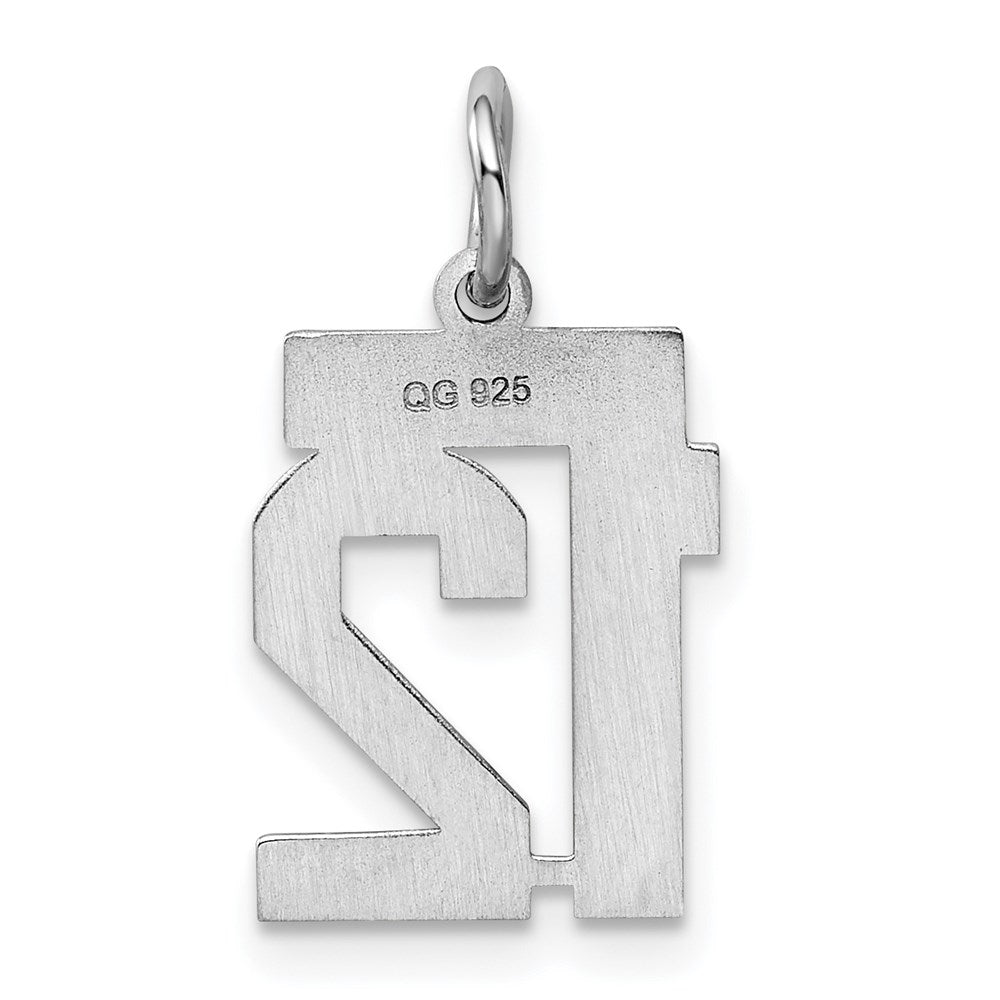Alternate view of the Sterling Silver, Athletic Collection, Small Polished Number 12 Pendant by The Black Bow Jewelry Co.