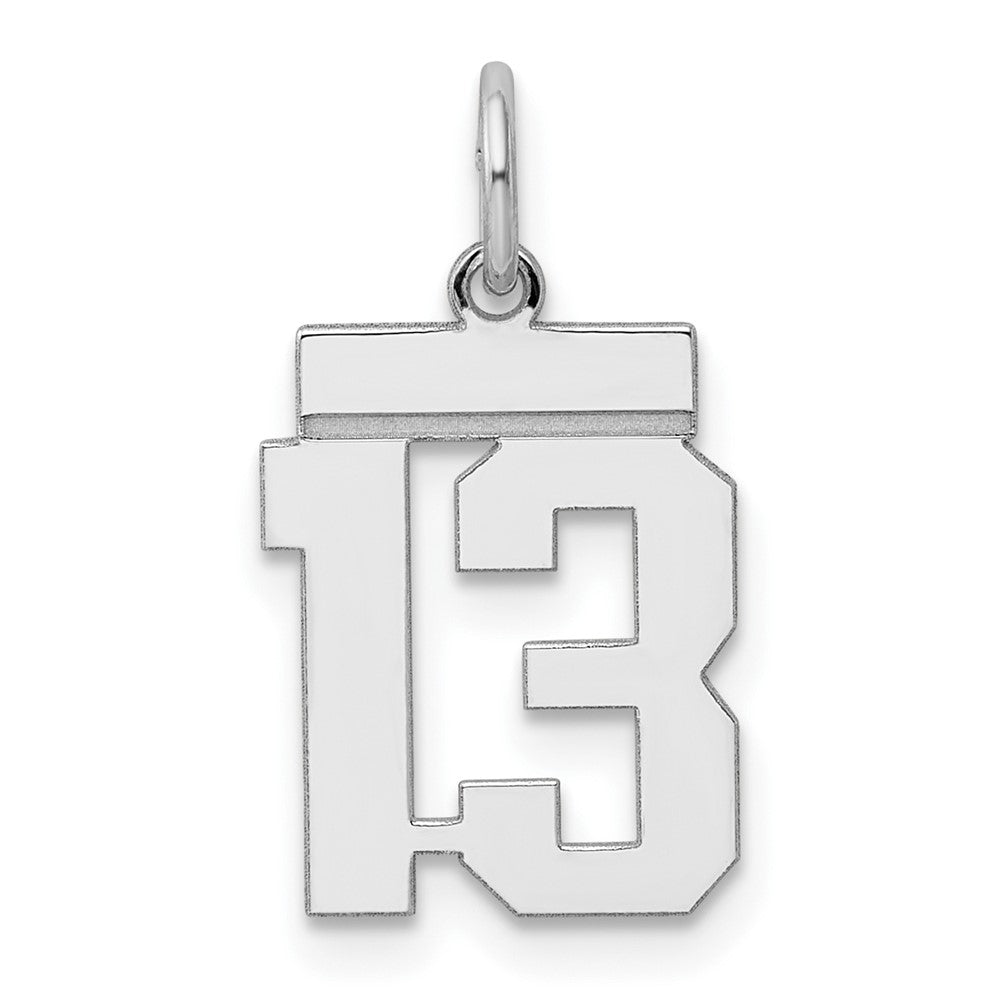 Sterling Silver, Athletic Collection, Small Polished Number 13 Pendant, Item P10407-13 by The Black Bow Jewelry Co.