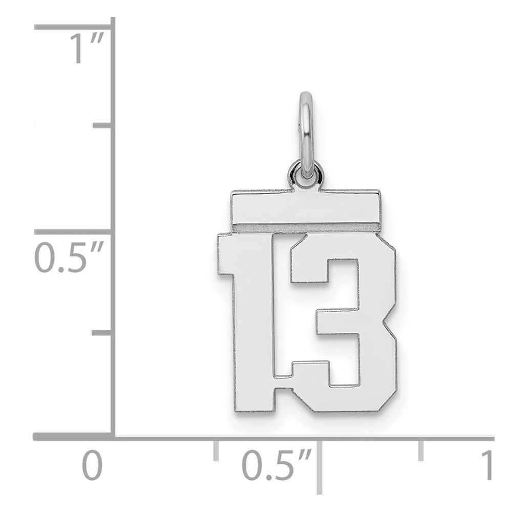Alternate view of the Sterling Silver, Athletic Collection, Small Polished Number 13 Pendant by The Black Bow Jewelry Co.
