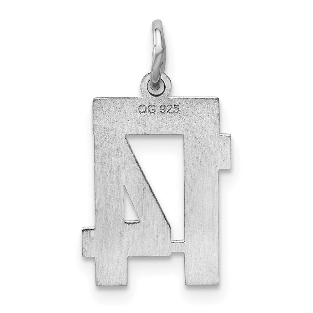 Alternate view of the Sterling Silver, Athletic Collection, Small Polished Number 14 Pendant by The Black Bow Jewelry Co.