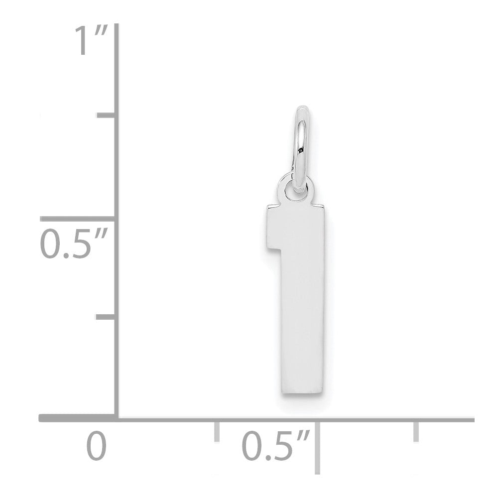 Alternate view of the Sterling Silver, Athletic Collection, Small Polished Number 1 Pendant by The Black Bow Jewelry Co.