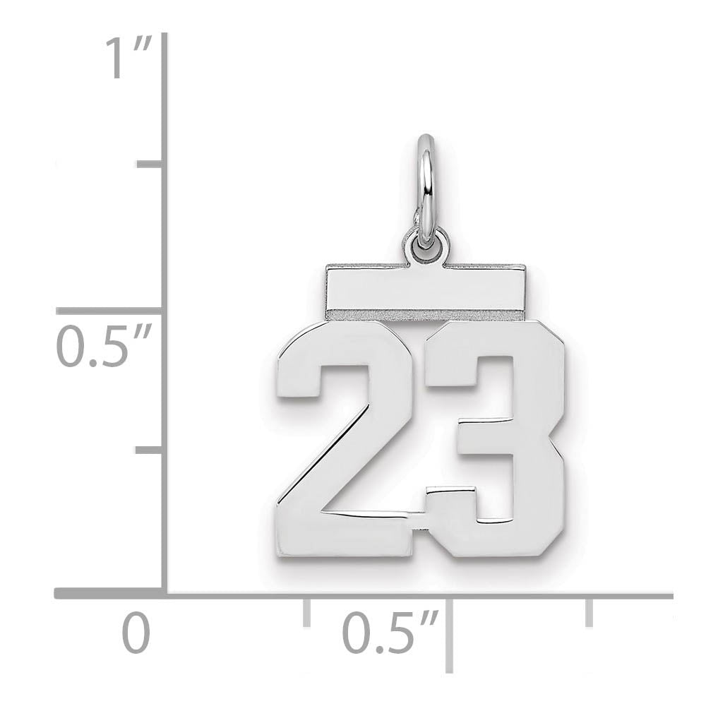Alternate view of the Sterling Silver, Athletic Collection, Small Polished Number 23 Pendant by The Black Bow Jewelry Co.