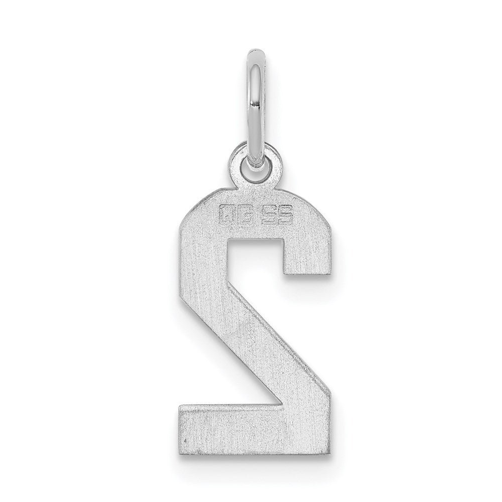 Alternate view of the Sterling Silver, Athletic Collection, Small Polished Number 2 Pendant by The Black Bow Jewelry Co.