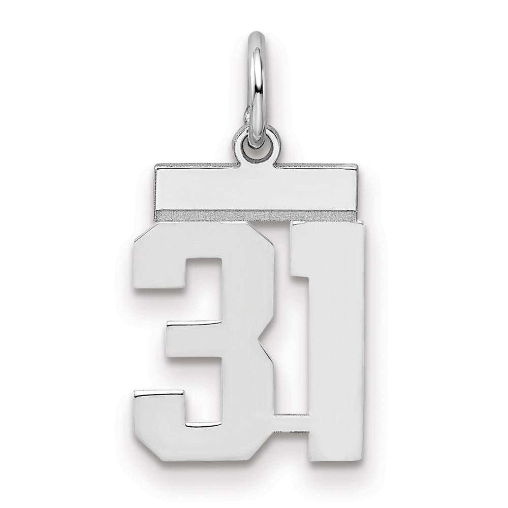 Sterling Silver, Athletic Collection, Small Polished Number 31 Pendant, Item P10407-31 by The Black Bow Jewelry Co.