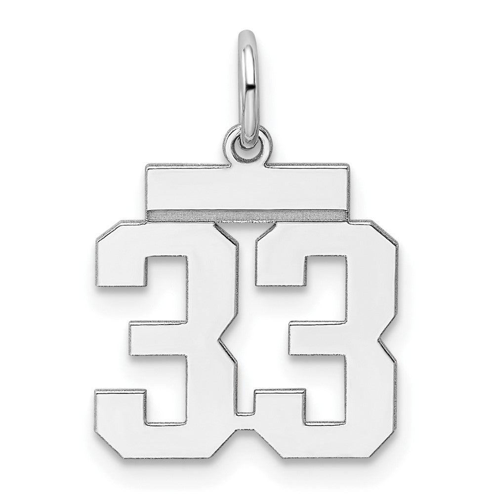 Sterling Silver, Athletic Collection, Small Polished Number 33 Pendant, Item P10407-33 by The Black Bow Jewelry Co.