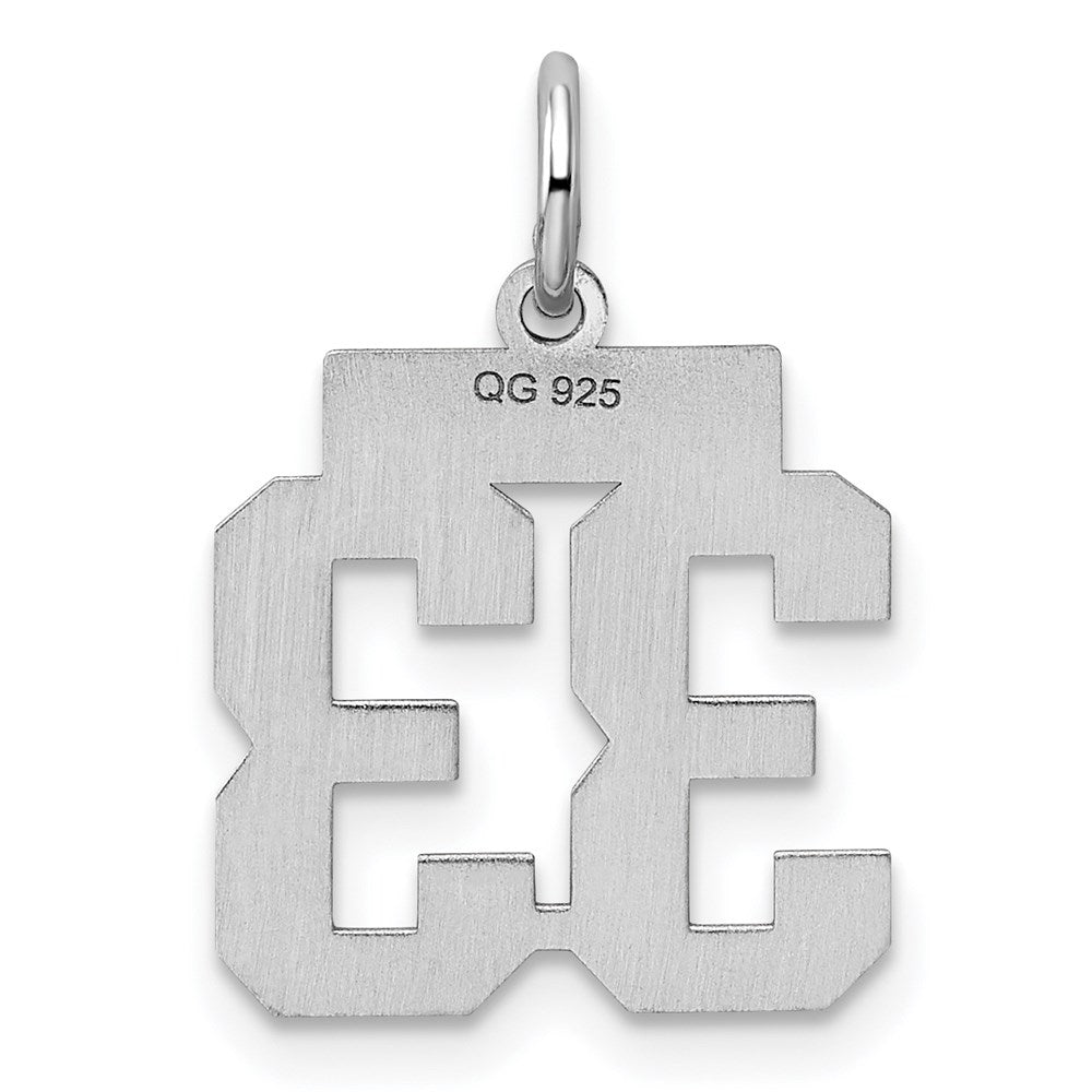 Alternate view of the Sterling Silver, Athletic Collection, Small Polished Number 33 Pendant by The Black Bow Jewelry Co.