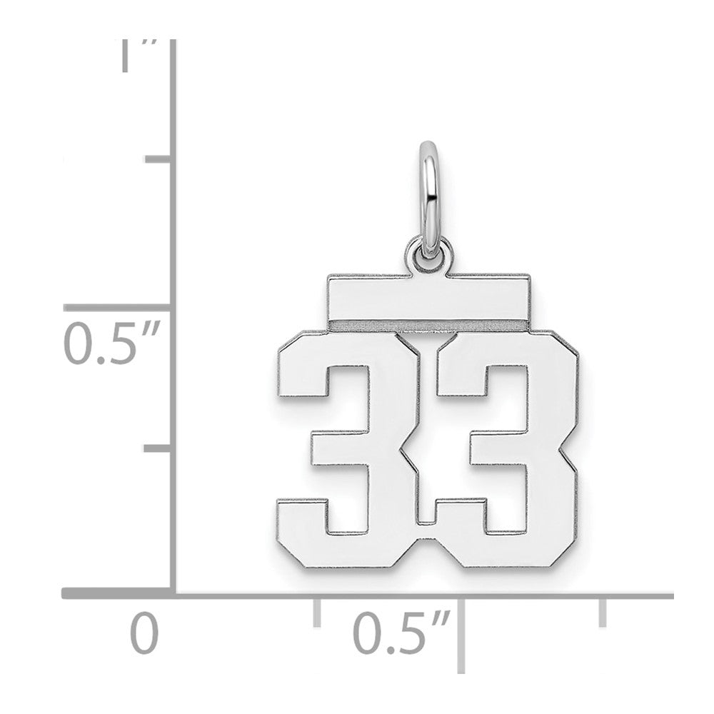 Alternate view of the Sterling Silver, Athletic Collection, Small Polished Number 33 Pendant by The Black Bow Jewelry Co.