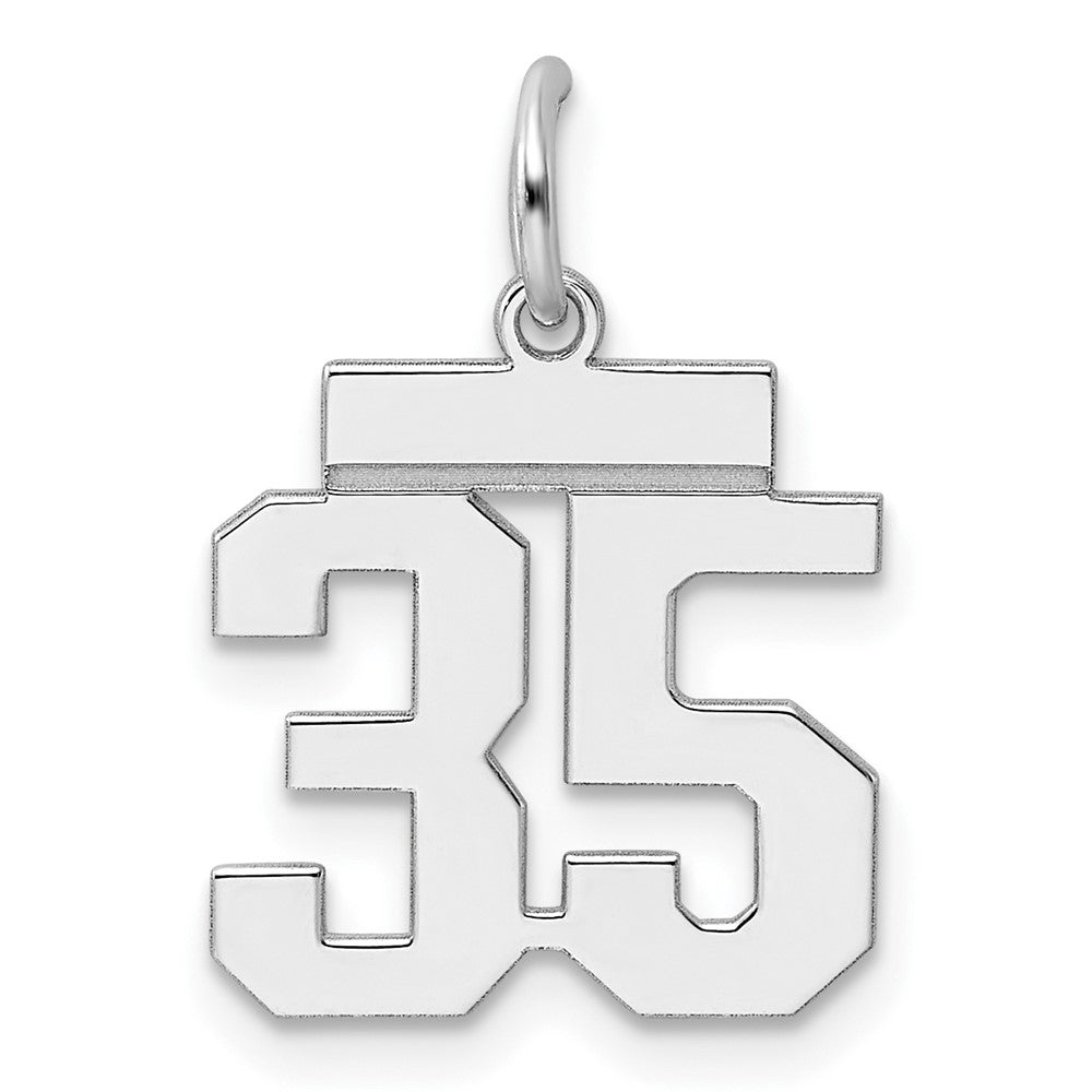 Sterling Silver, Athletic Collection, Small Polished Number 35 Pendant, Item P10407-35 by The Black Bow Jewelry Co.