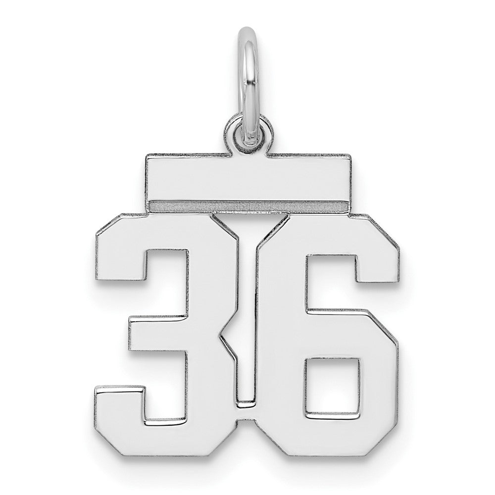 Sterling Silver, Athletic Collection, Small Polished Number 36 Pendant, Item P10407-36 by The Black Bow Jewelry Co.