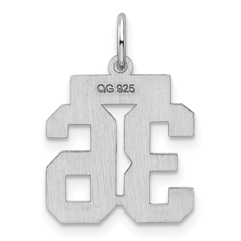 Alternate view of the Sterling Silver, Athletic Collection, Small Polished Number 36 Pendant by The Black Bow Jewelry Co.