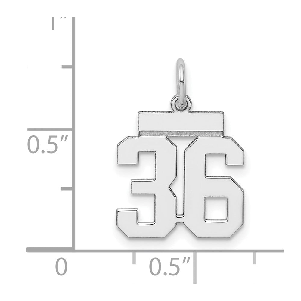 Alternate view of the Sterling Silver, Athletic Collection, Small Polished Number 36 Pendant by The Black Bow Jewelry Co.
