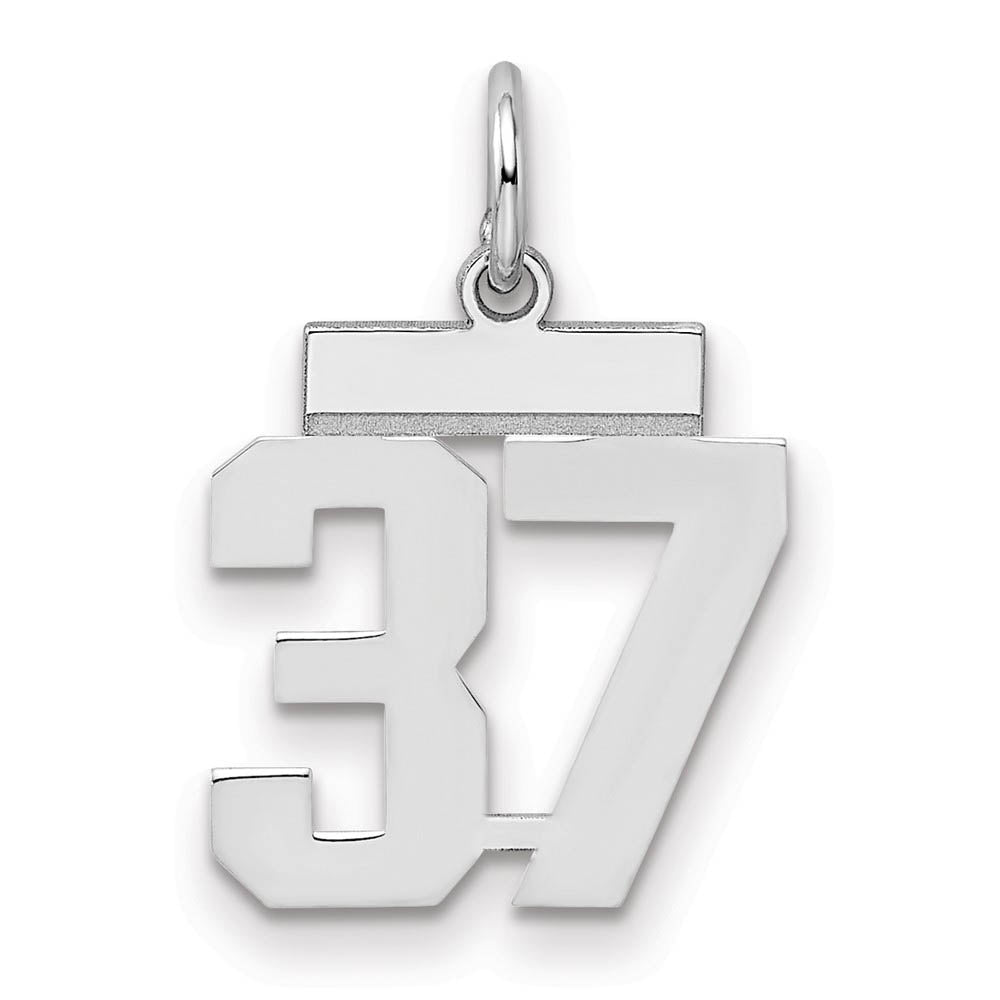 Sterling Silver, Athletic Collection, Small Polished Number 37 Pendant, Item P10407-37 by The Black Bow Jewelry Co.