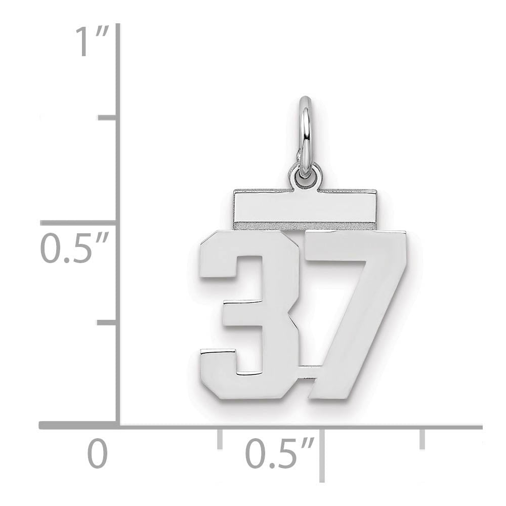 Alternate view of the Sterling Silver, Athletic Collection, Small Polished Number 37 Pendant by The Black Bow Jewelry Co.