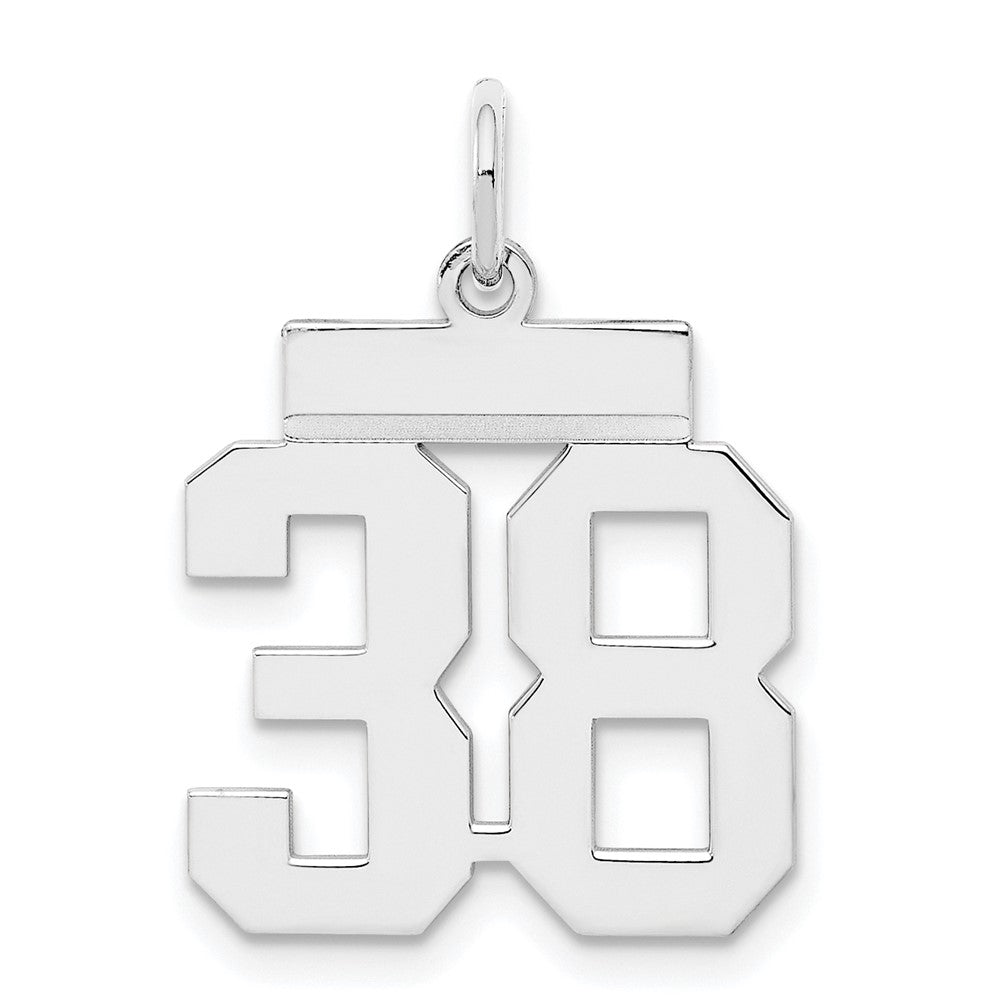 Sterling Silver, Athletic Collection, Small Polished Number 38 Pendant, Item P10407-38 by The Black Bow Jewelry Co.