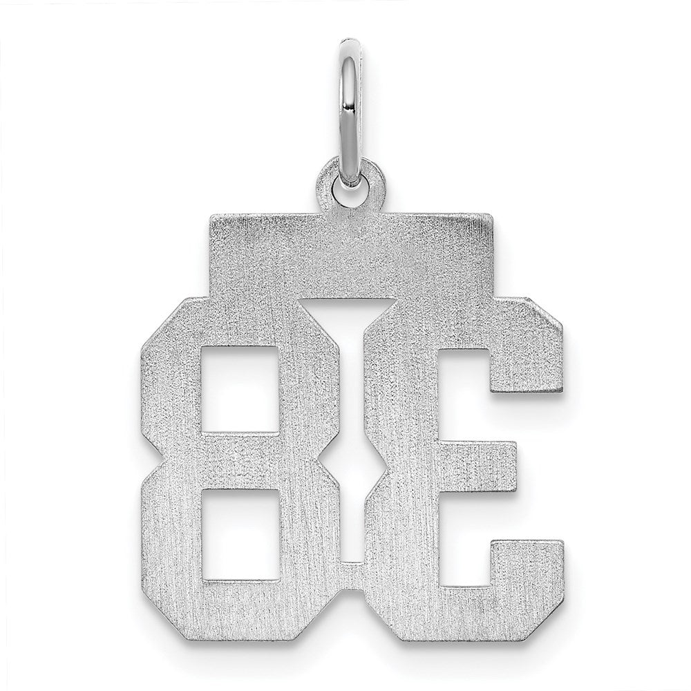 Alternate view of the Sterling Silver, Athletic Collection, Small Polished Number 38 Pendant by The Black Bow Jewelry Co.