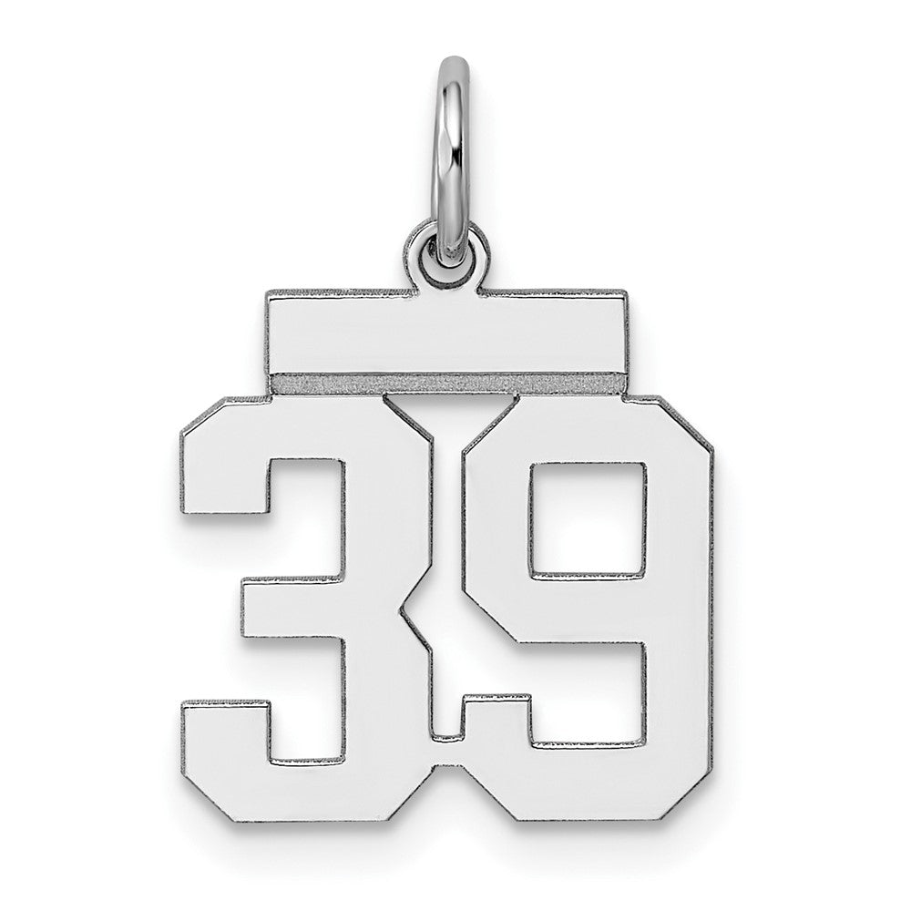 Sterling Silver, Athletic Collection, Small Polished Number 39 Pendant, Item P10407-39 by The Black Bow Jewelry Co.