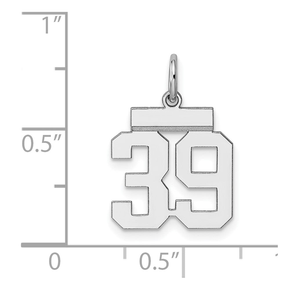 Alternate view of the Sterling Silver, Athletic Collection, Small Polished Number 39 Pendant by The Black Bow Jewelry Co.