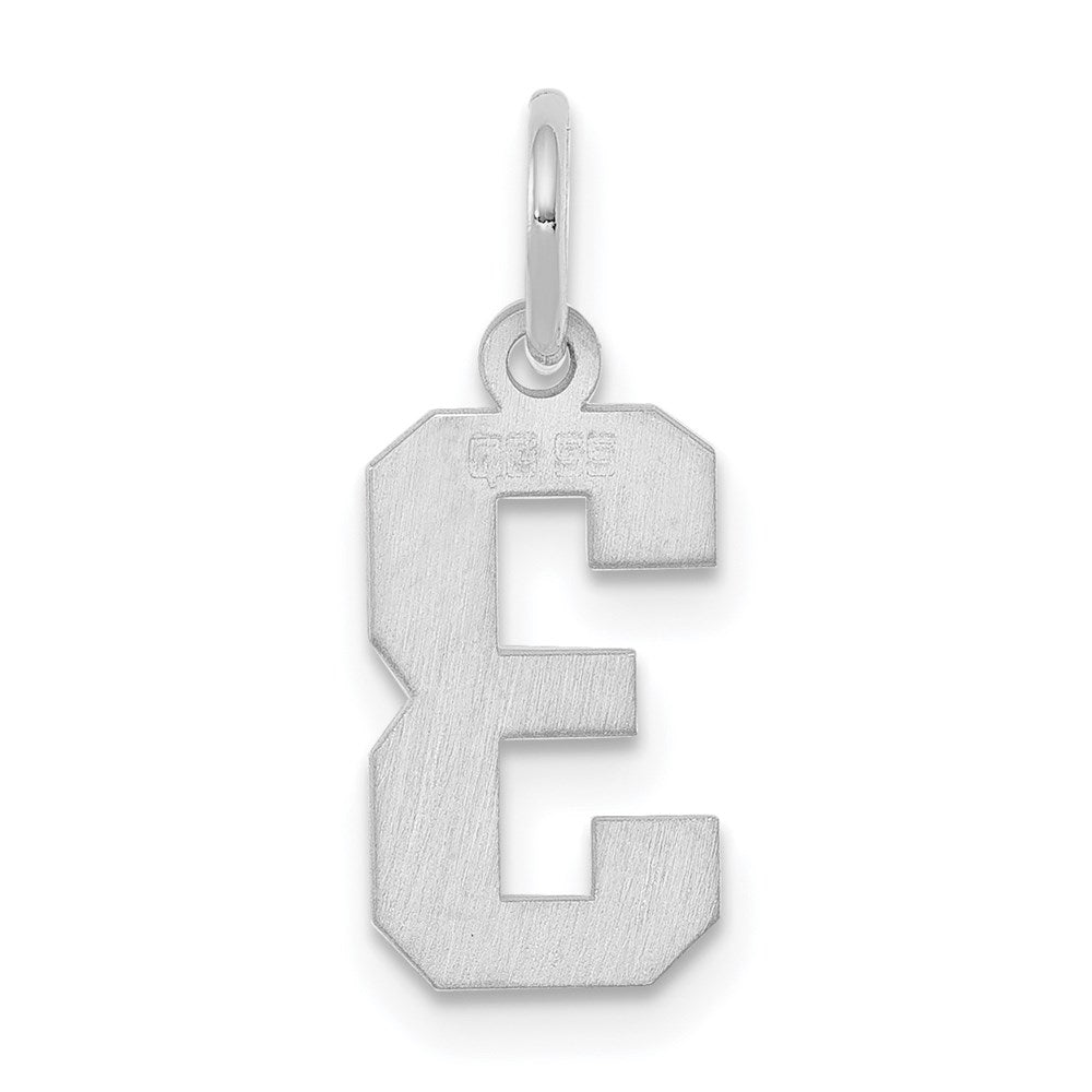 Alternate view of the Sterling Silver, Athletic Collection, Small Polished Number 3 Pendant by The Black Bow Jewelry Co.
