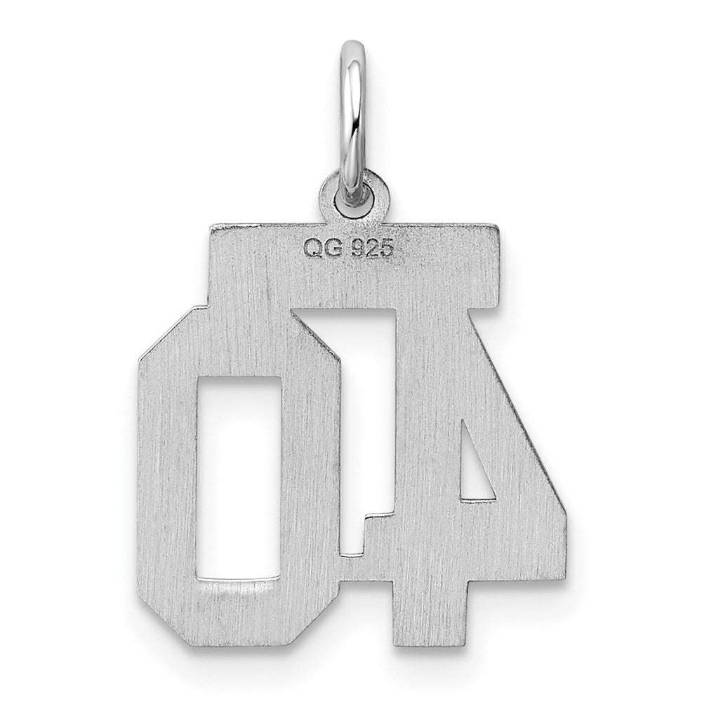 Alternate view of the Sterling Silver, Athletic Collection, Small Polished Number 40 Pendant by The Black Bow Jewelry Co.