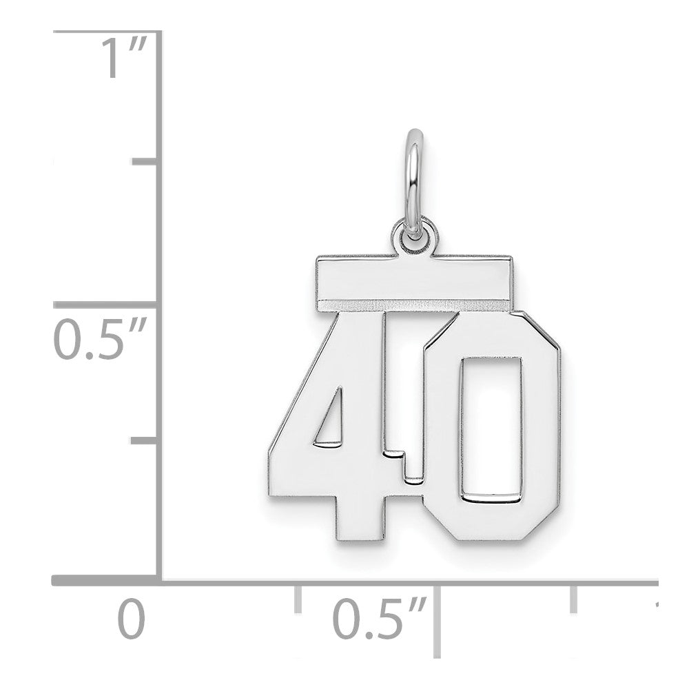 Alternate view of the Sterling Silver, Athletic Collection, Small Polished Number 40 Pendant by The Black Bow Jewelry Co.