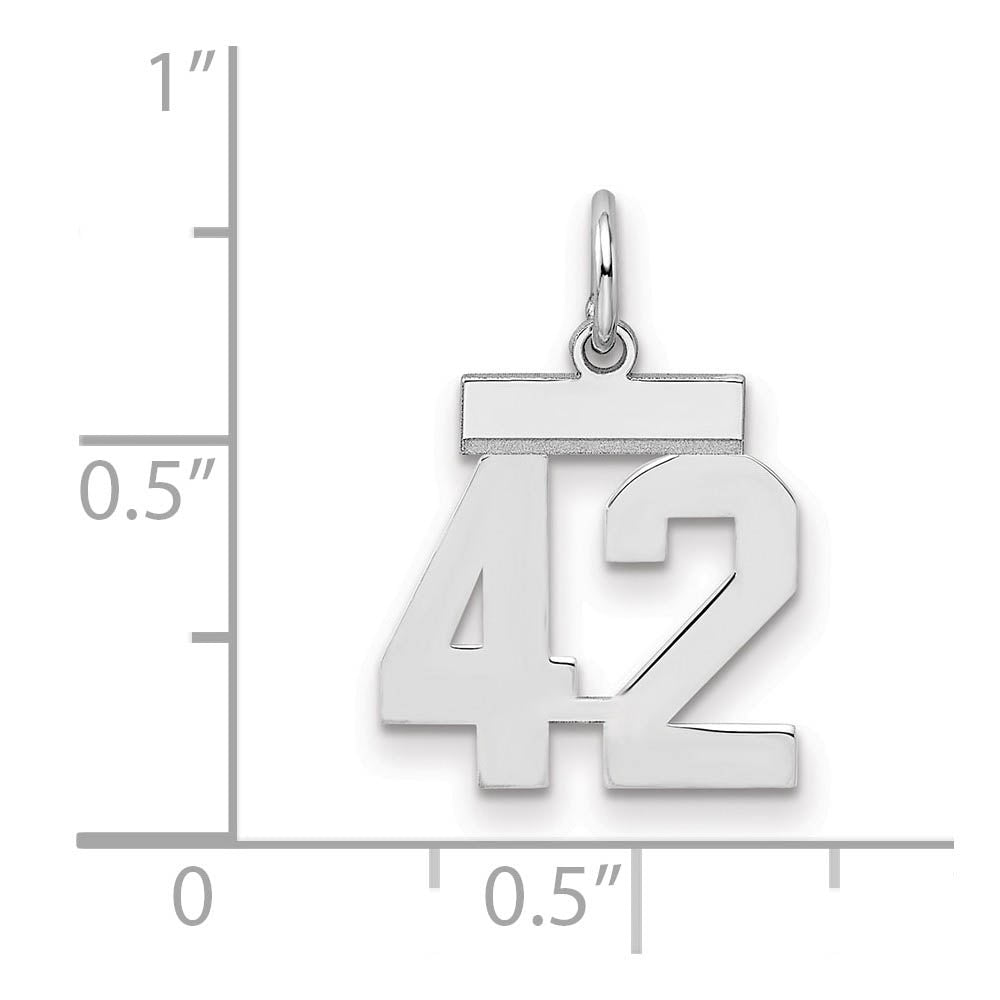 Alternate view of the Sterling Silver, Athletic Collection, Small Polished Number 42 Pendant by The Black Bow Jewelry Co.