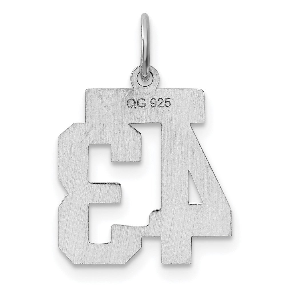 Alternate view of the Sterling Silver, Athletic Collection, Small Polished Number 43 Pendant by The Black Bow Jewelry Co.