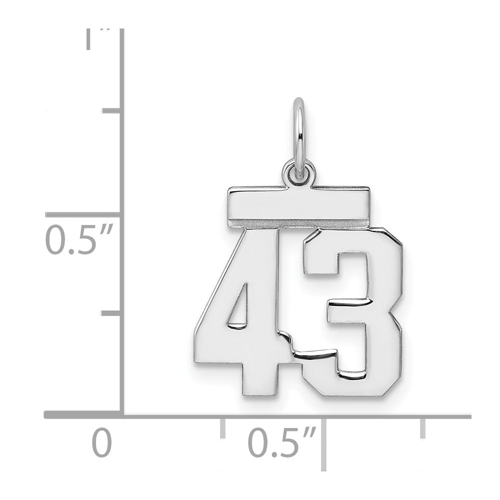 Alternate view of the Sterling Silver, Athletic Collection, Small Polished Number 43 Pendant by The Black Bow Jewelry Co.