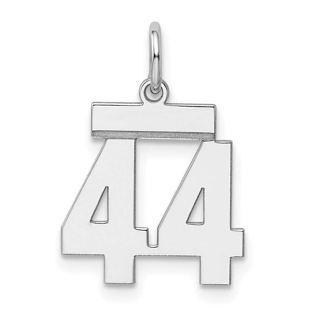 Sterling Silver, Athletic Collection, Small Polished Number 44 Pendant, Item P10407-44 by The Black Bow Jewelry Co.