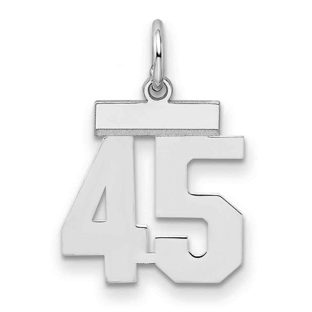 Sterling Silver, Athletic Collection, Small Polished Number 45 Pendant, Item P10407-45 by The Black Bow Jewelry Co.