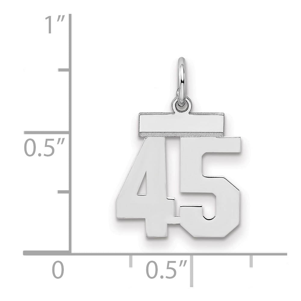 Alternate view of the Sterling Silver, Athletic Collection, Small Polished Number 45 Pendant by The Black Bow Jewelry Co.