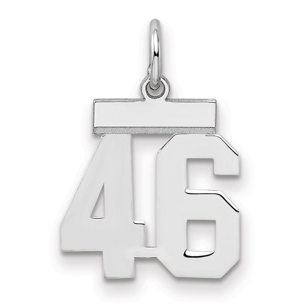 Sterling Silver, Athletic Collection, Small Polished Number 46 Pendant, Item P10407-46 by The Black Bow Jewelry Co.