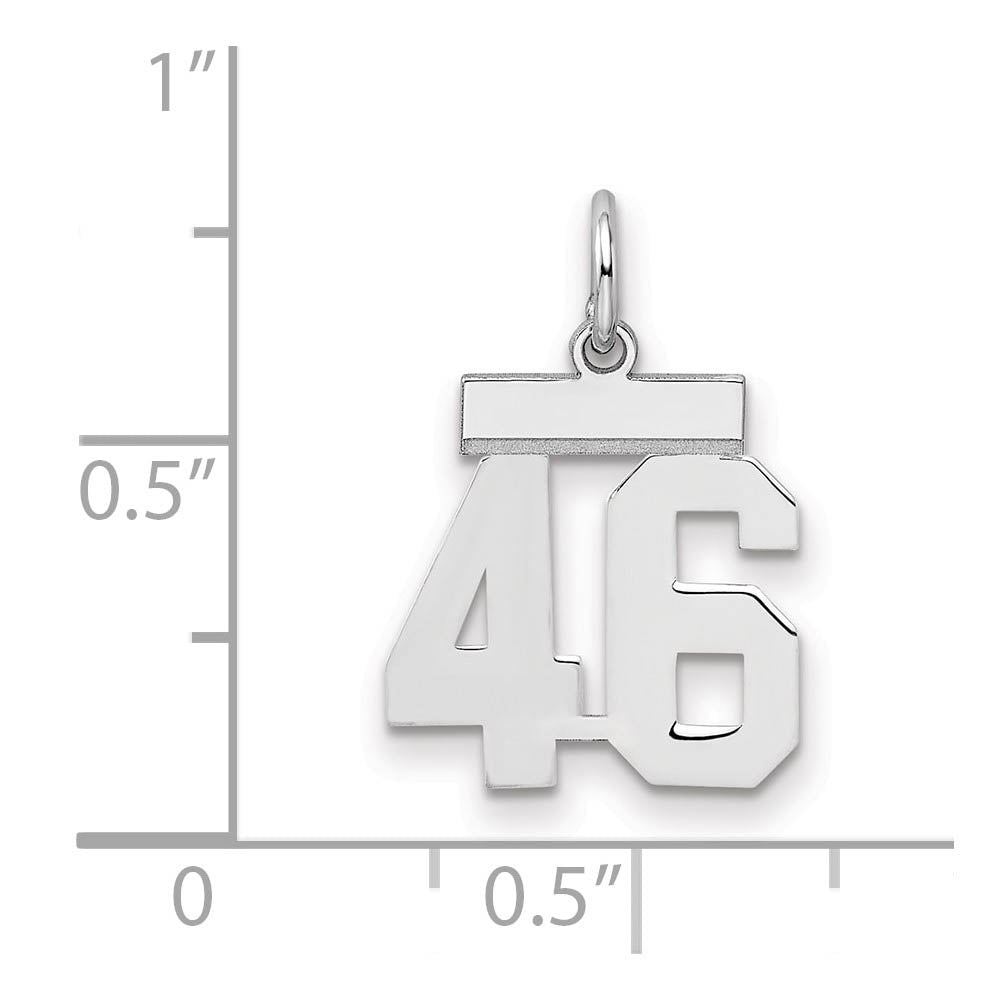 Alternate view of the Sterling Silver, Athletic Collection, Small Polished Number 46 Pendant by The Black Bow Jewelry Co.